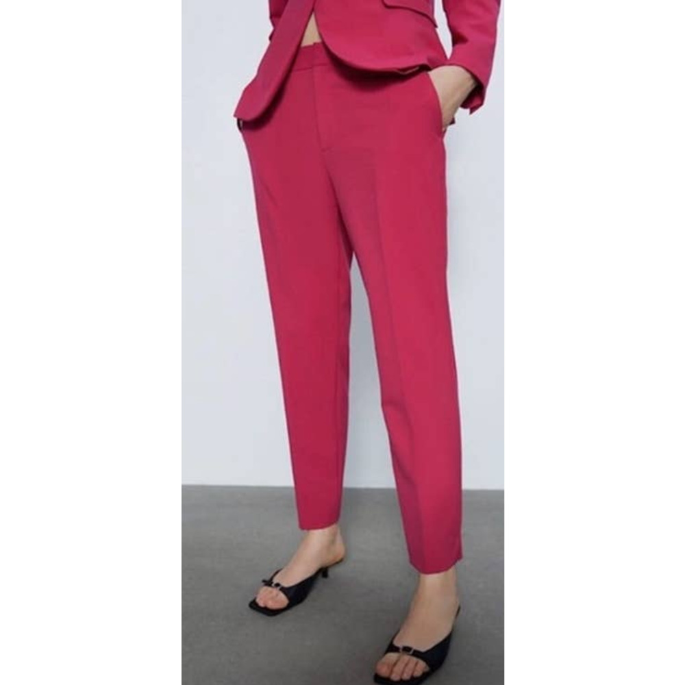 Zara Chino Fit Pink Trouser Dress Pants Pink 8
